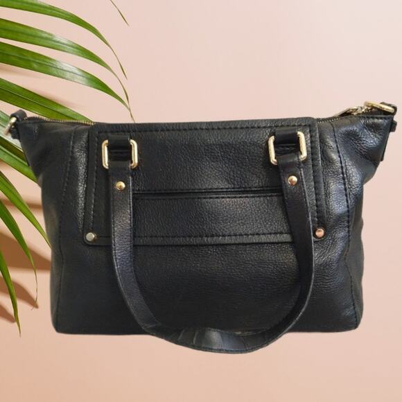 Michael Kors Black Leather Satchel Handbag Top Handles Only - Picture 3 of 12